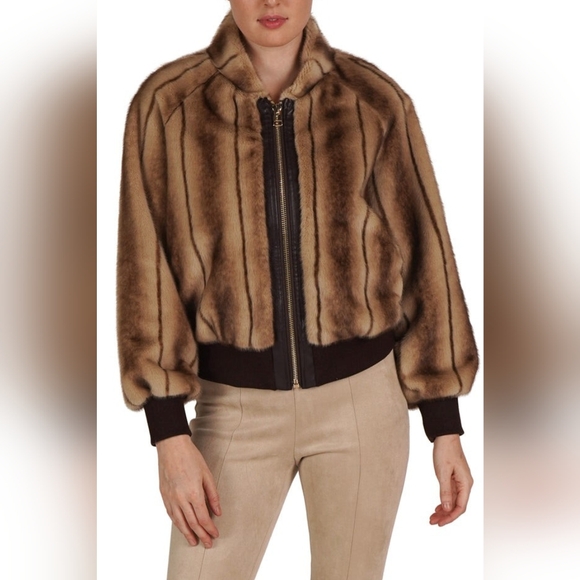 Love Token Bomber Jacket Faux Fur Coat - Picture 2 of 5